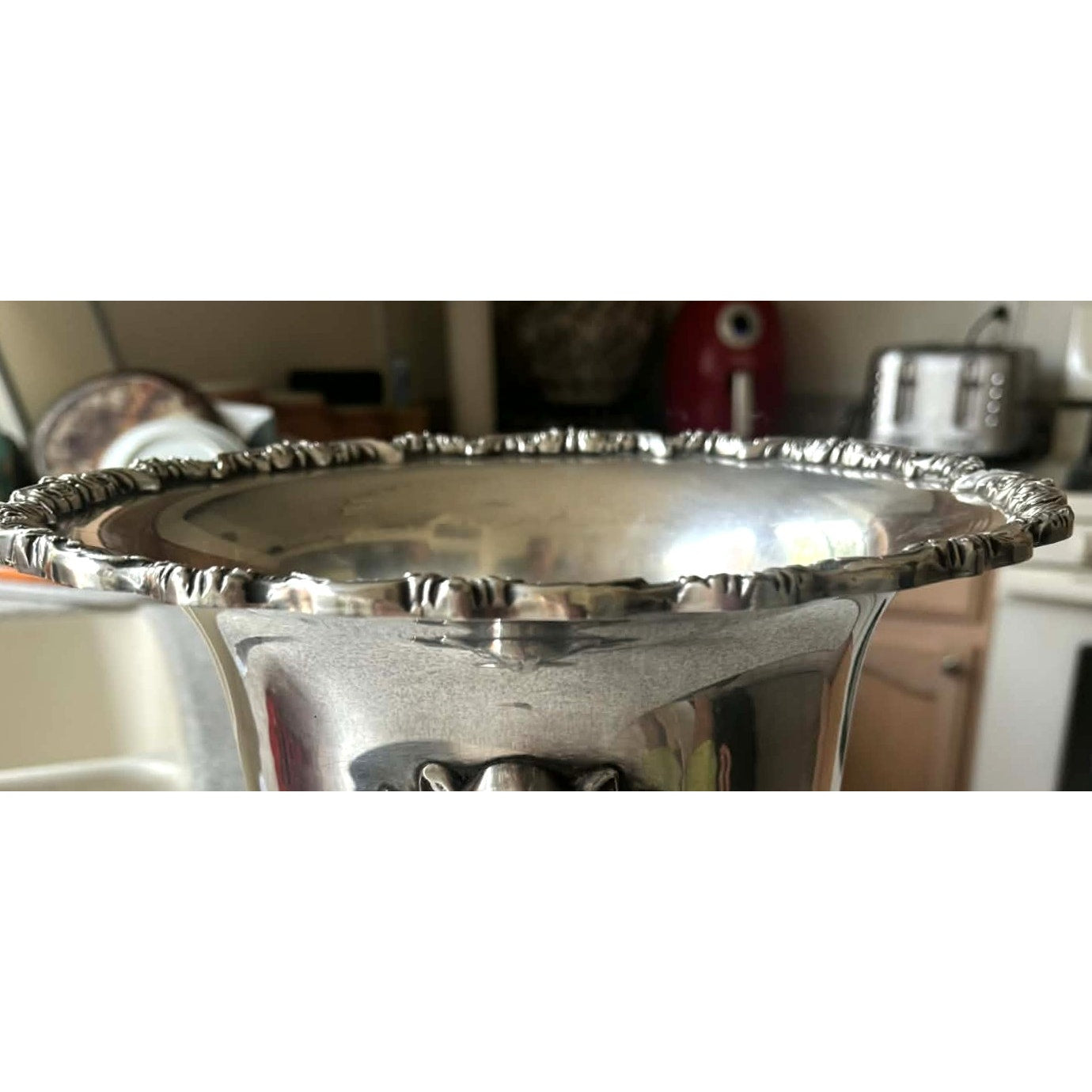 Vintage Poole Silver Plate Champagne Bucket with Lion Head Ring Handles