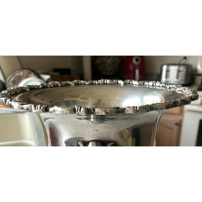 Vintage Poole Silver Plate Champagne Bucket with Lion Head Ring Handles