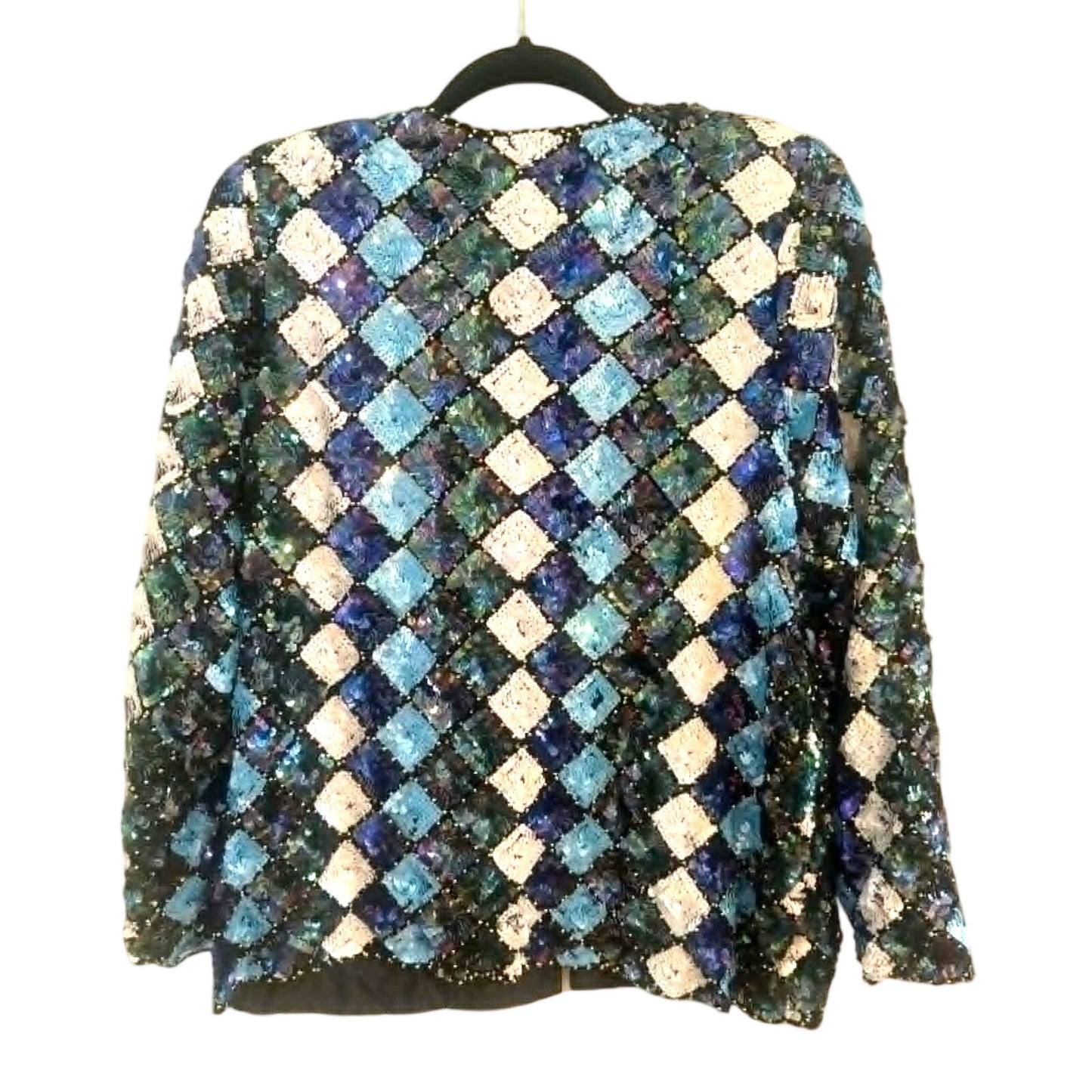 Vintage 1980s Sequin Silk Jacket Temptations ~ Size M
