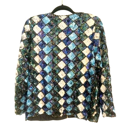Vintage 1980s Sequin Silk Jacket Temptations ~ Size M