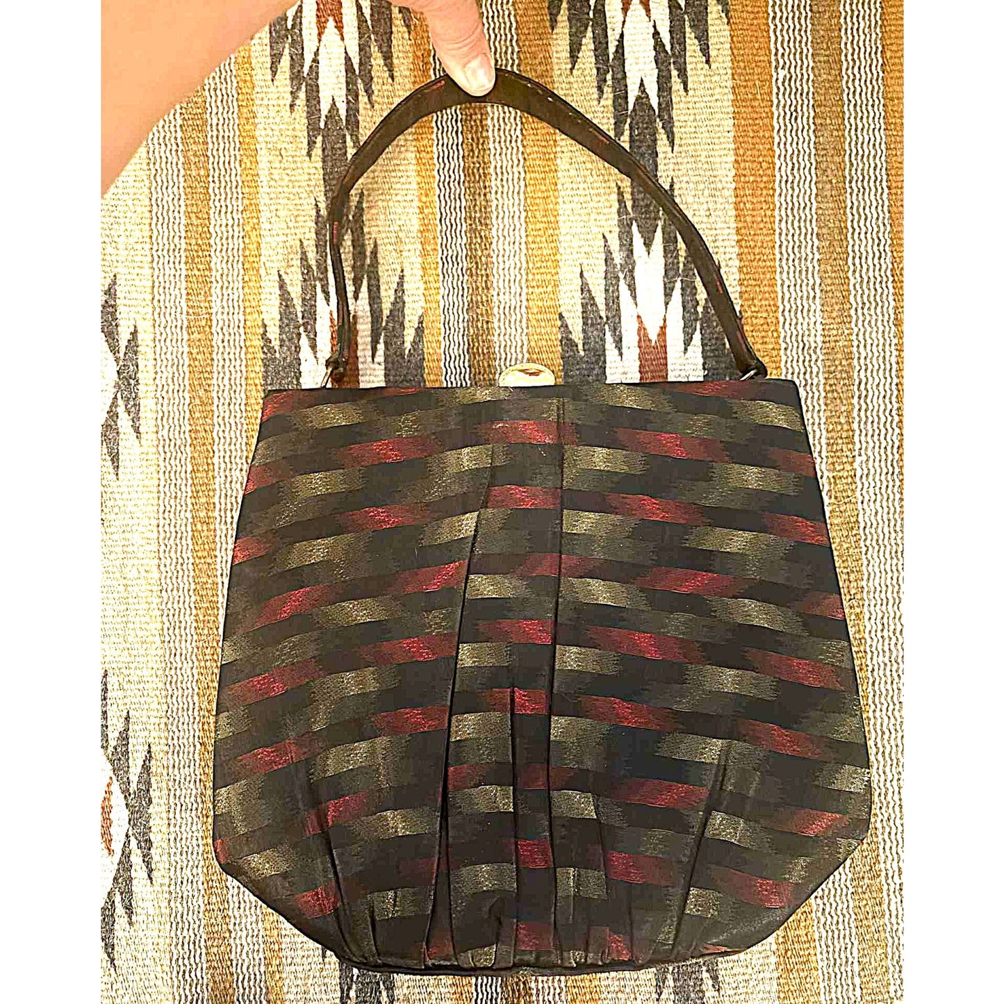 ONLY ONE!!! Vintage Leon of California Evening Handbag – 1950s Satin Stripe Classic
