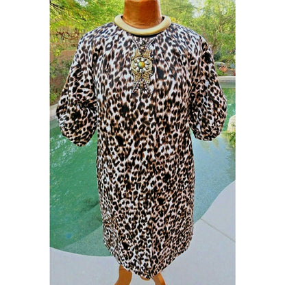 ONLY ONE!!! Vintage SoCal by St. John Leopard Animal Print Knit Jacket Dress Tunic