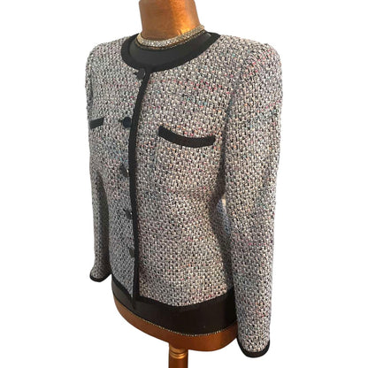 Armani Collezioni Single-Breasted Multicolor Tweed Jacket US 10 IT 46
