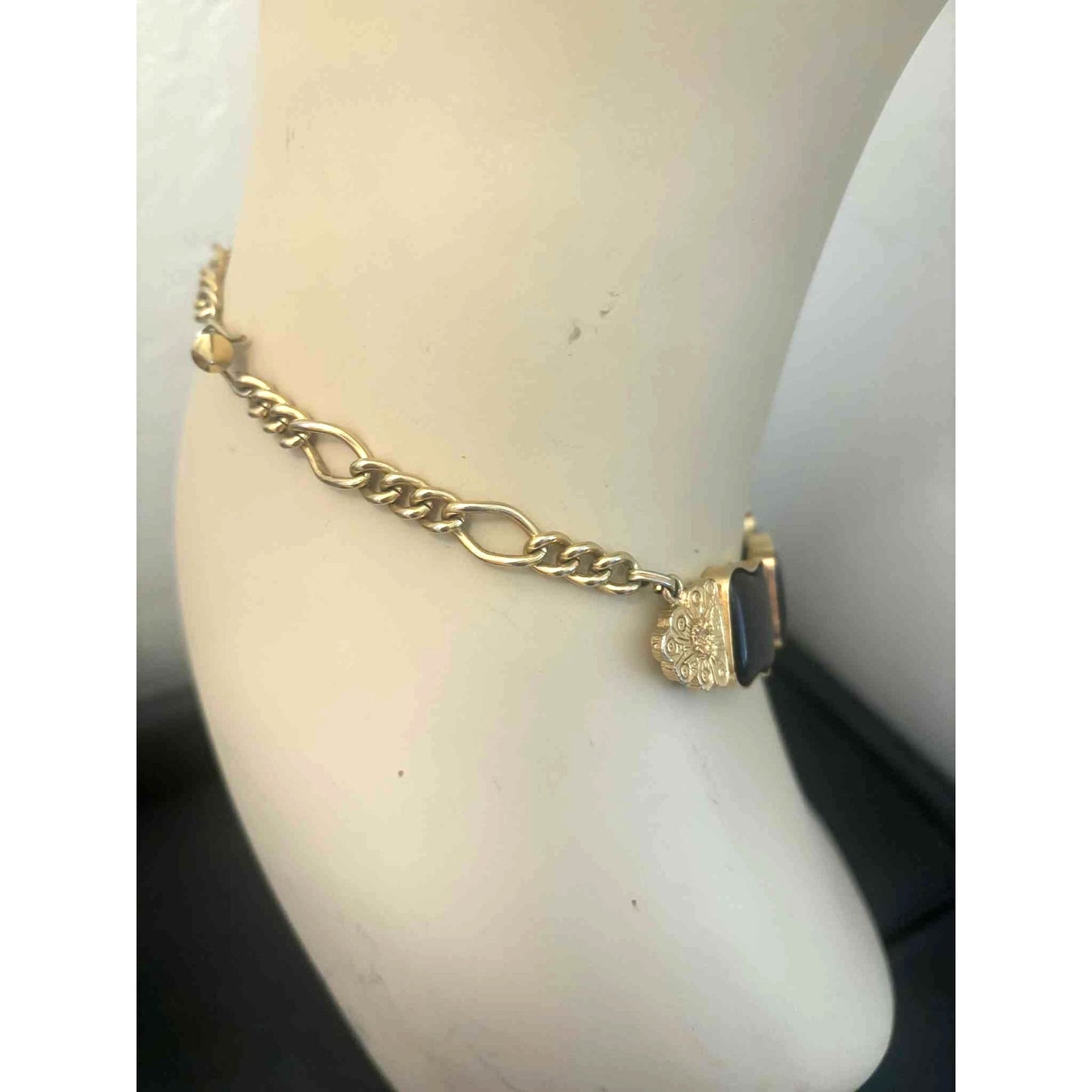 Vintage 1980s Black & Gold Statement Necklace & Earring Set