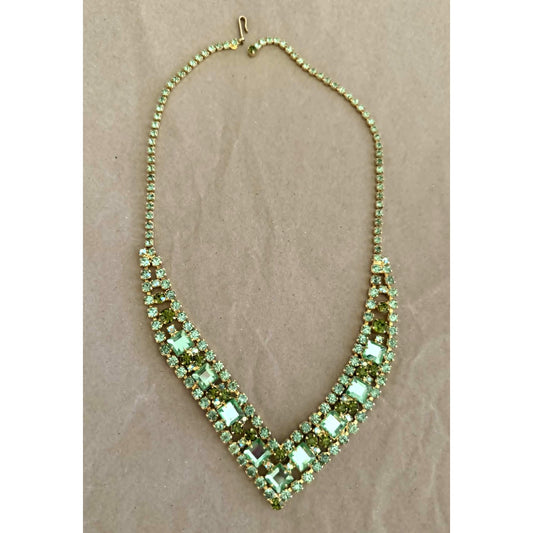 Vintage Green Rhinestone Necklace