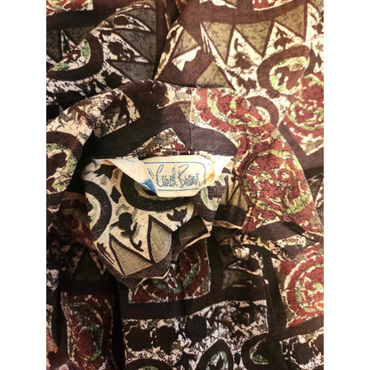 ONLY ONE!!! Vintage Carol Brent 1960s Cotton Tribal Print Day Dress ~ Size S