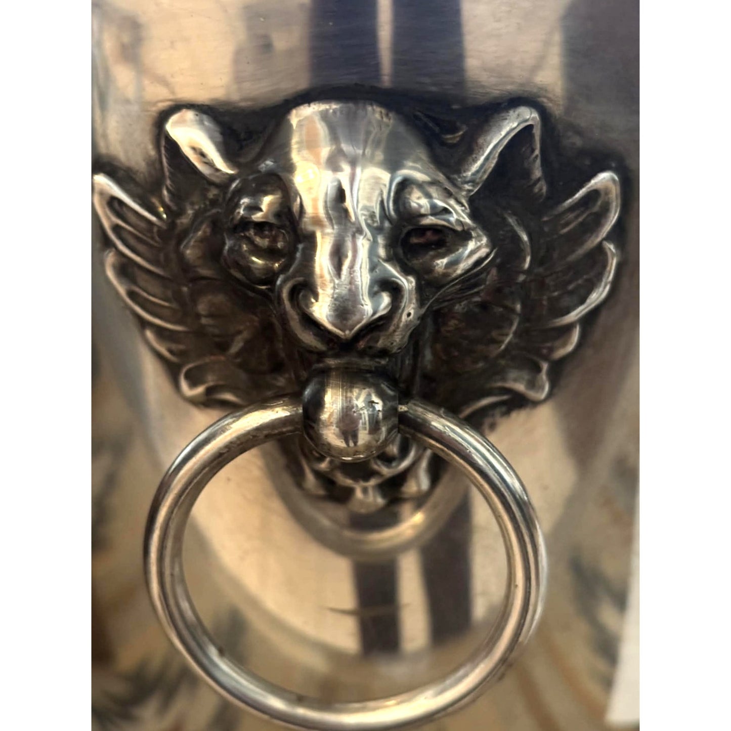Vintage Poole Silver Plate Champagne Bucket with Lion Head Ring Handles