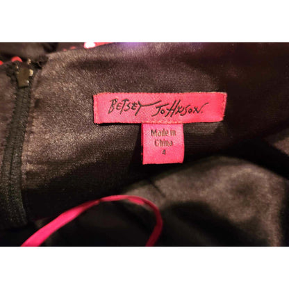 ONLY ONE!!! Vintage Betsey Johnson Pink & Black Sequin Party Dress ~ Size 4