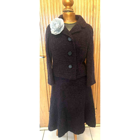 Vintage 1950s Christian Dior New York Mohair Plum Skirt Suit