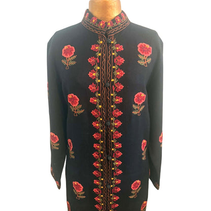 Take Two Embroidered Floral Duster Jacket ~ Size L