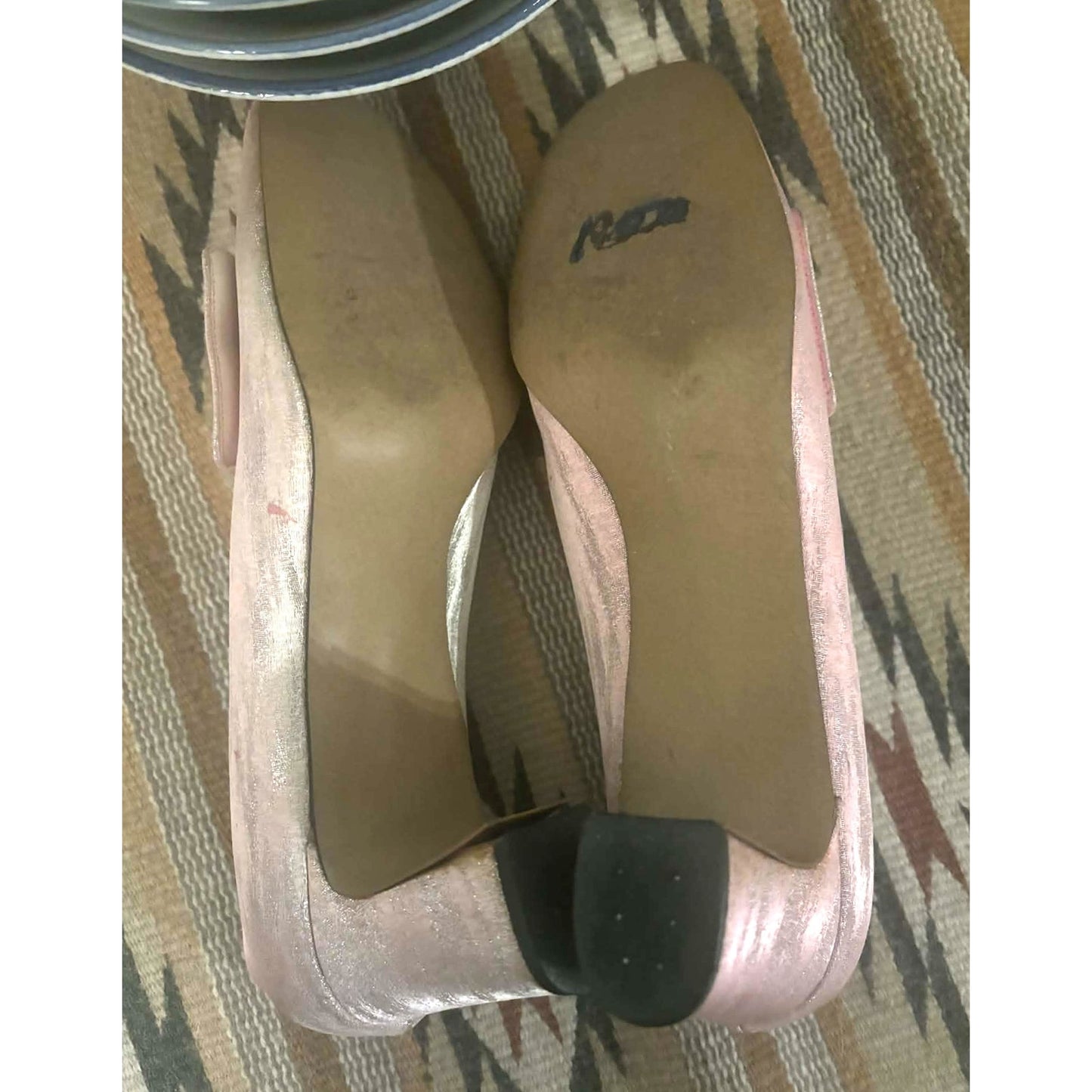 1960s Color Mate Pink & Silver Rhinestone Buckle Heels – Size 9 AA