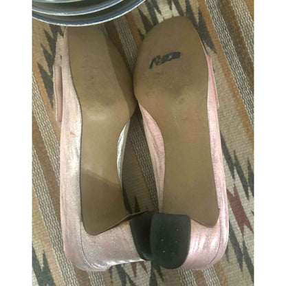 1960s Color Mate Pink & Silver Rhinestone Buckle Heels – Size 9 AA