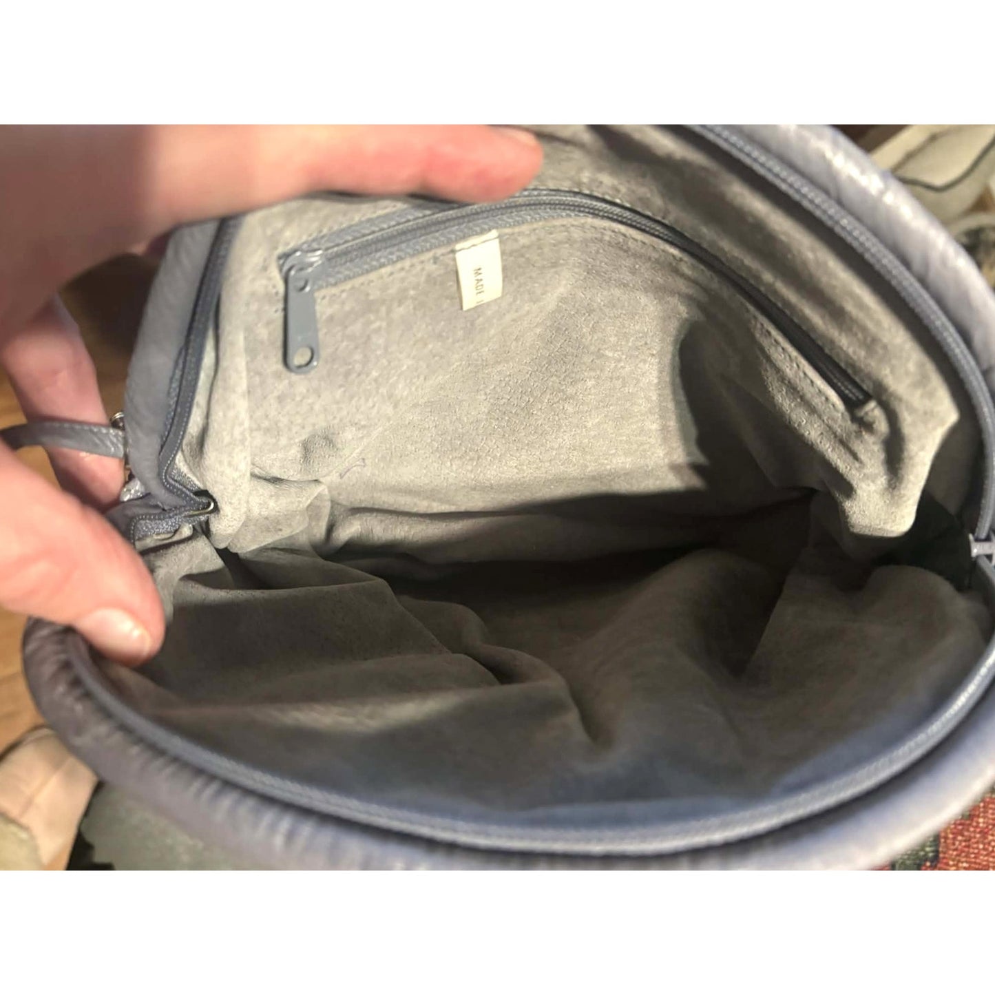 Vintage Gray Leather Crossbody Shoulder Bag | Reptile-Embossed | Convertible Clutch