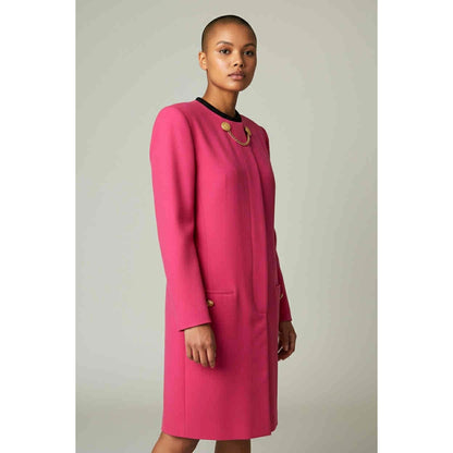 ONLY ONE!!! Vintage Depeche Hot Pink Wool Crepe Dress Coat with Gold Buttons ~ Size 10