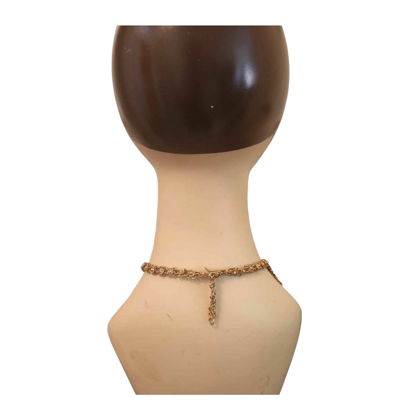 ONLY ONE!!! Vintage Gold Tone Ethnic Triangular Bib Necklace Chime Fringe Statement Jewelry