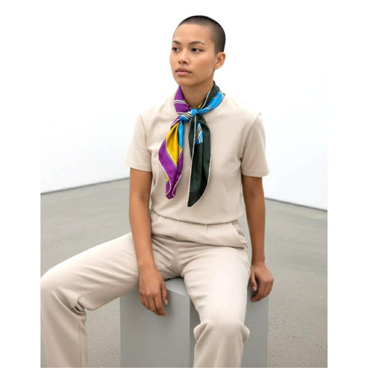 Vintage Vera Neumann Signed Colorful Silk Stripe Large Square Scarf 31"x31" EUC!