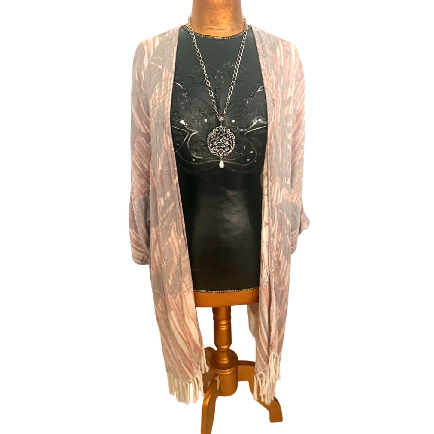 Soft Surroundings Tassel Boho Kimono Duster – XL Neutral Wrap Cardigan