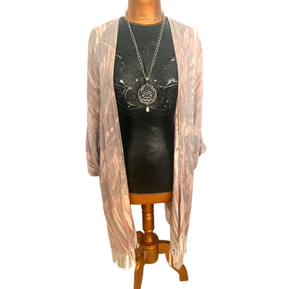 Soft Surroundings Tassel Boho Kimono Duster – XL Neutral Wrap Cardigan