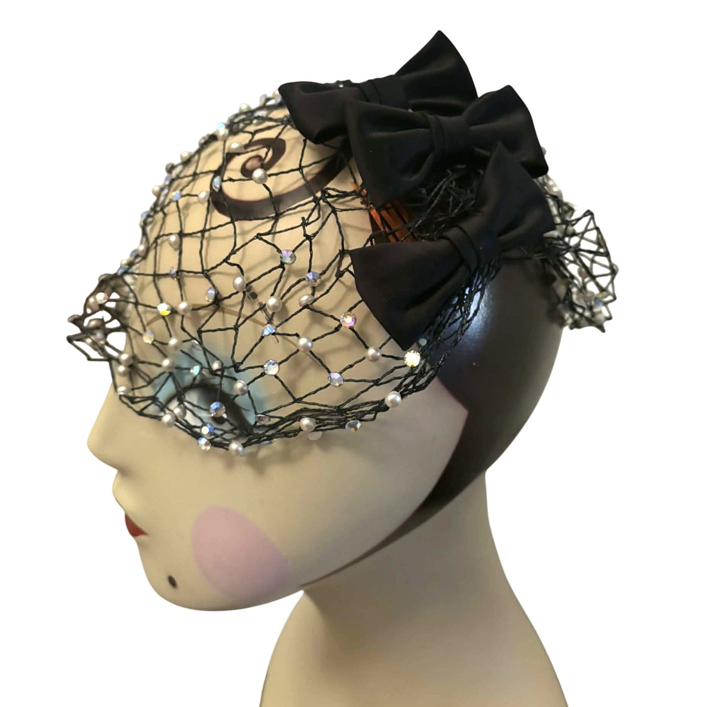 Vintage 1950s-60s Beaded Snood Hair Fascinator