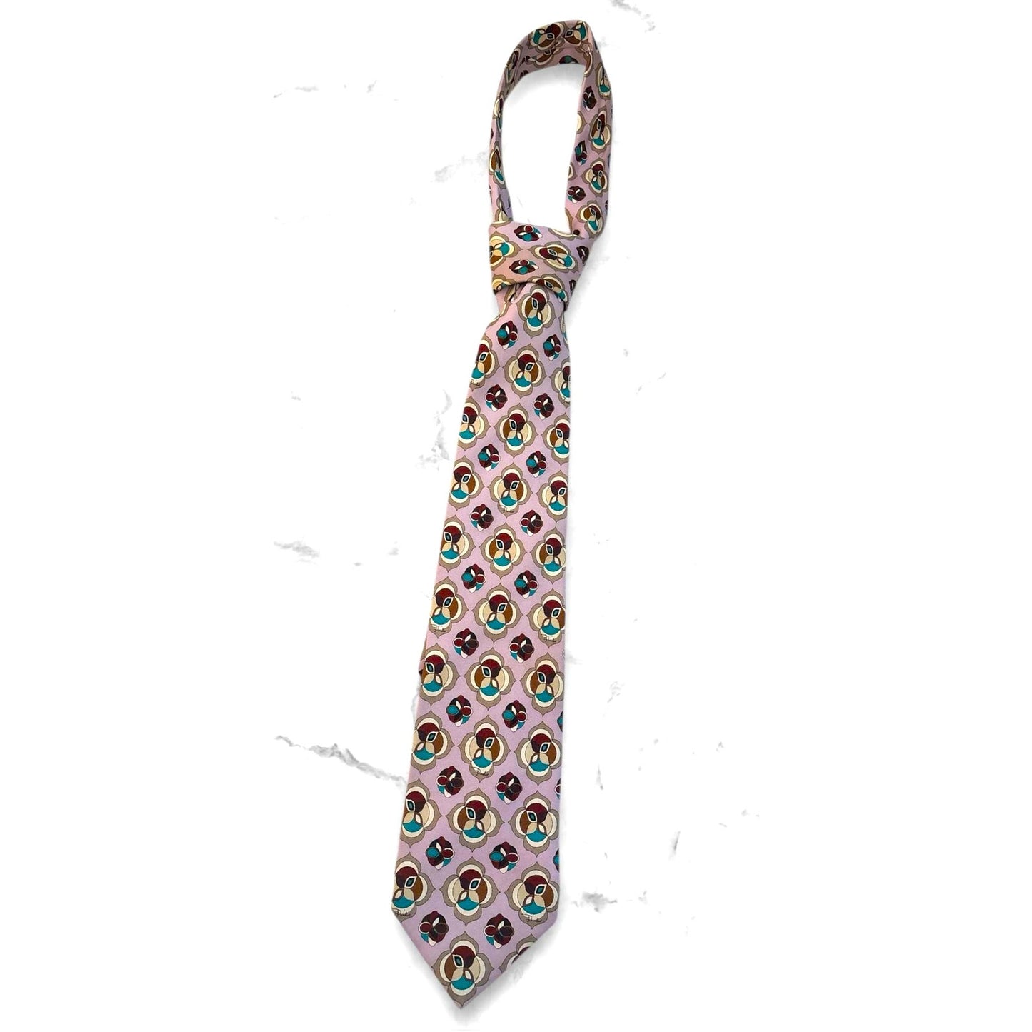 ONLY ONE!!! Emilio Pucci Firenze Lavender Ornate Colorful Silk Tie