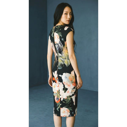 Ted Baker London Black Candiss Opulent Bloom Print Midi Dress Size 0