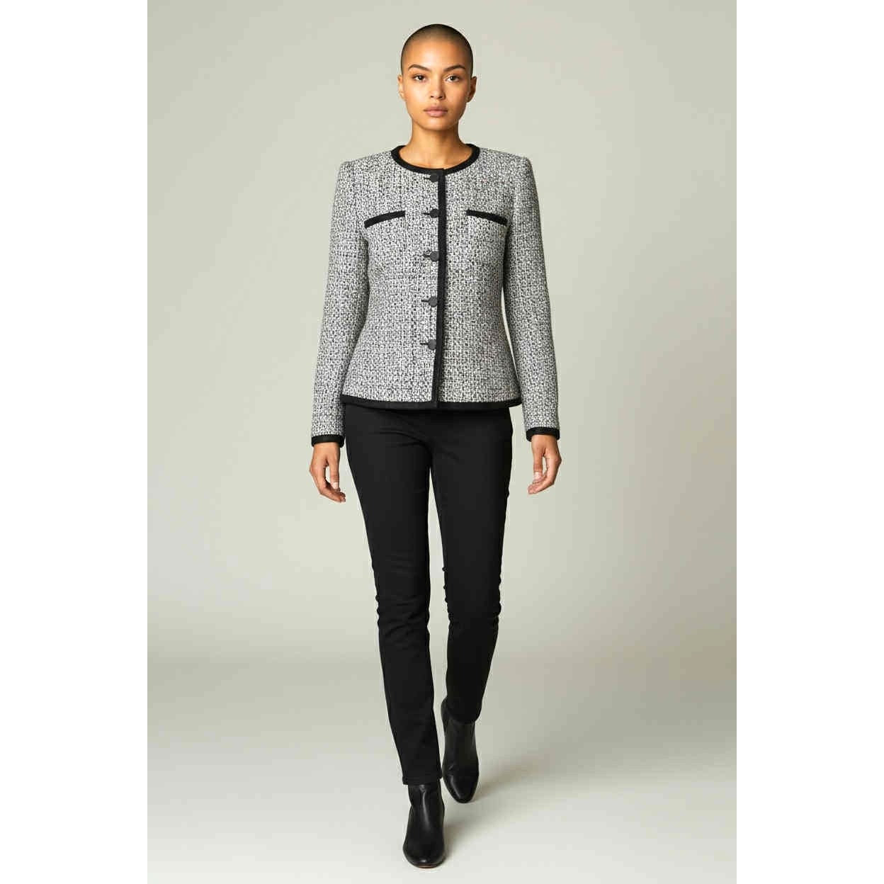Armani Collezioni Single-Breasted Multicolor Tweed Jacket US 10 IT 46