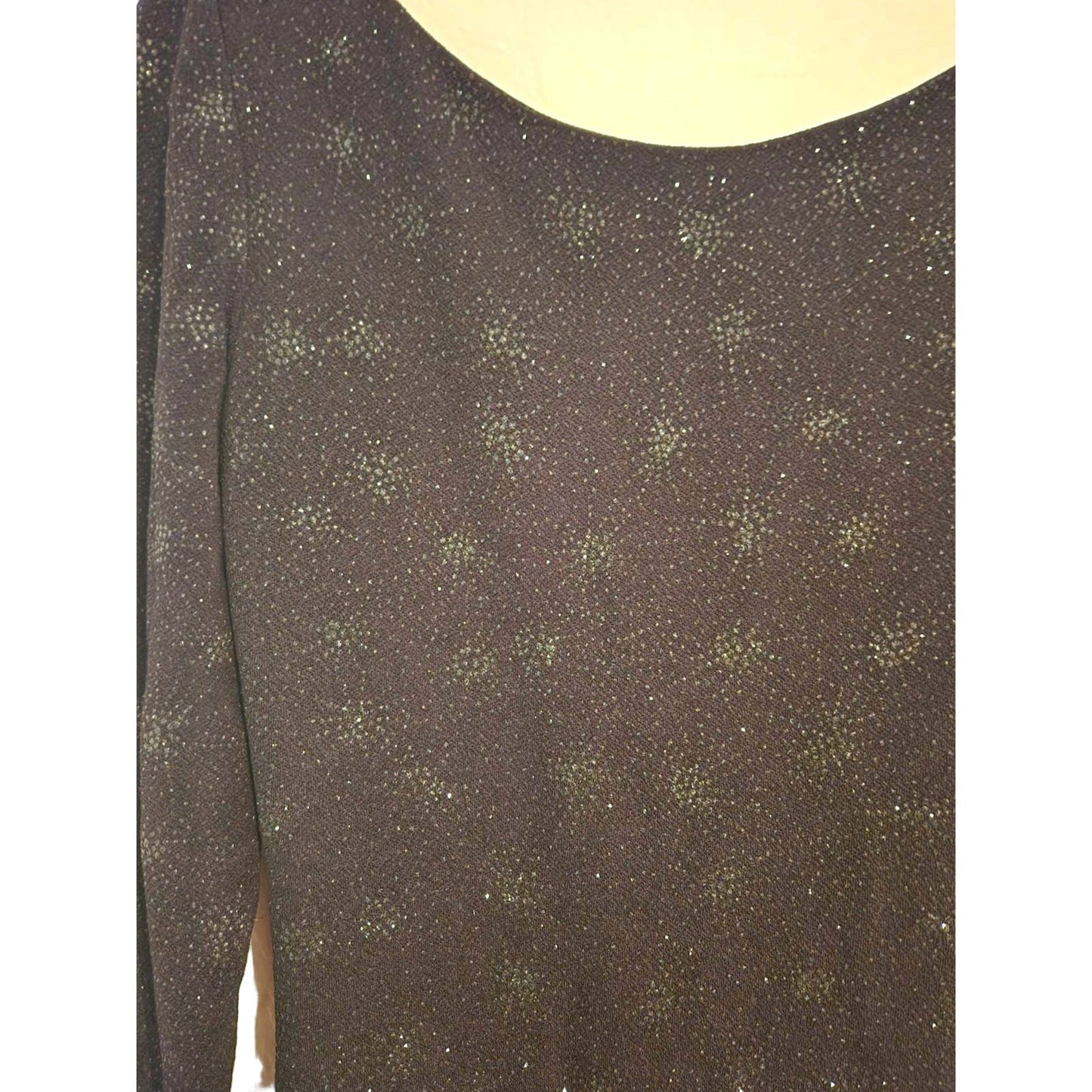 ONLY ONE!!! Vintage Evenings By Allen B Long Black Stretch Sparkle Gown ~ Feather Sleeve Cuffs 4