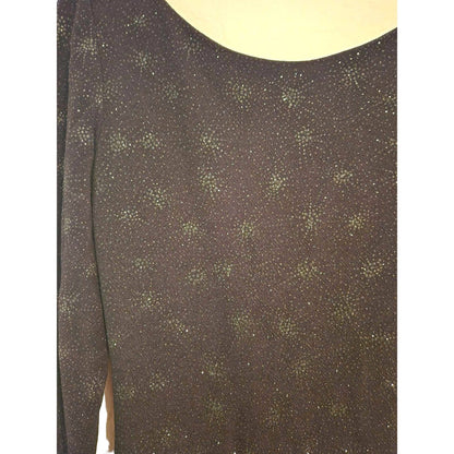 ONLY ONE!!! Vintage Evenings By Allen B Long Black Stretch Sparkle Gown ~ Feather Sleeve Cuffs 4