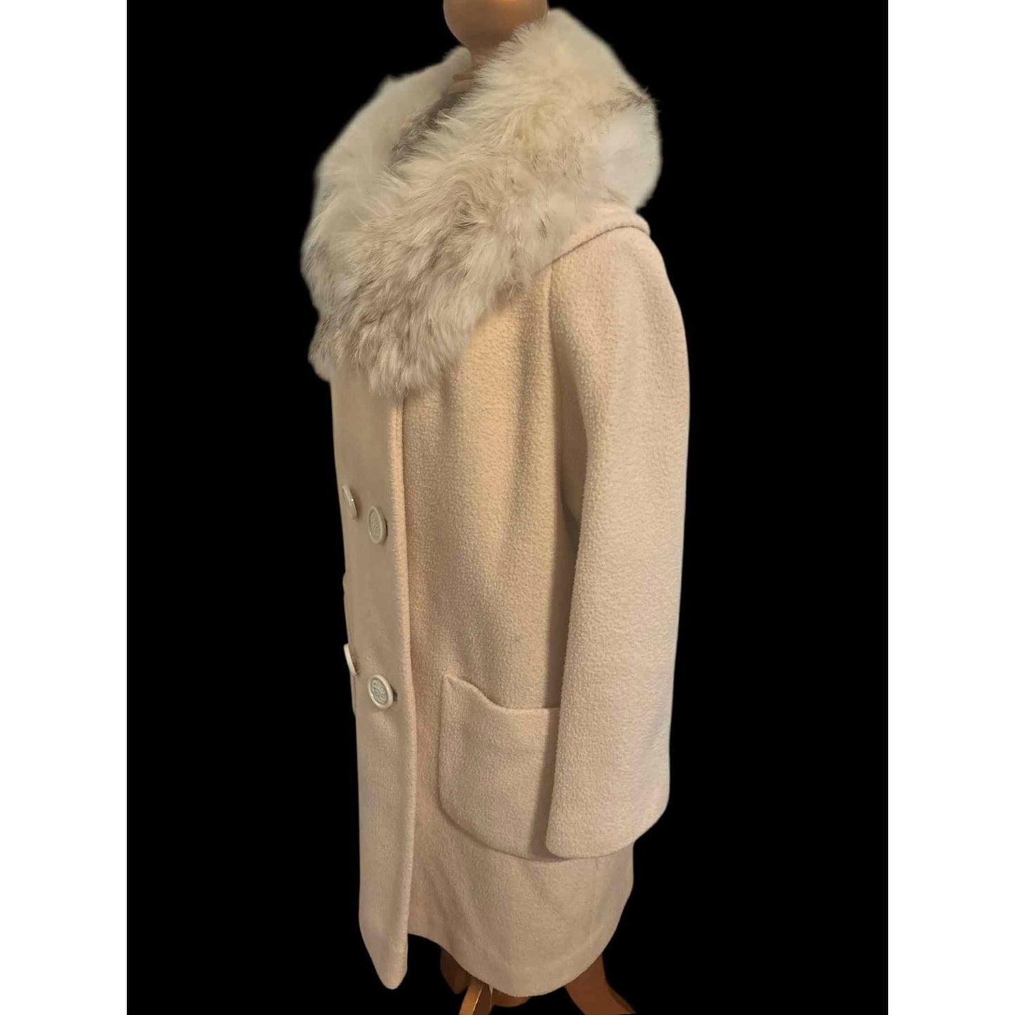 ONLY ONE!!! Vintage 1960s Madigans Wool Coat w/Removable Real Fur Collar