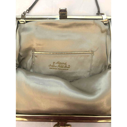 Vintage 1950s Lumured Andree Petite Gold Bead Evening Bag Purse USA Floral Clasp
