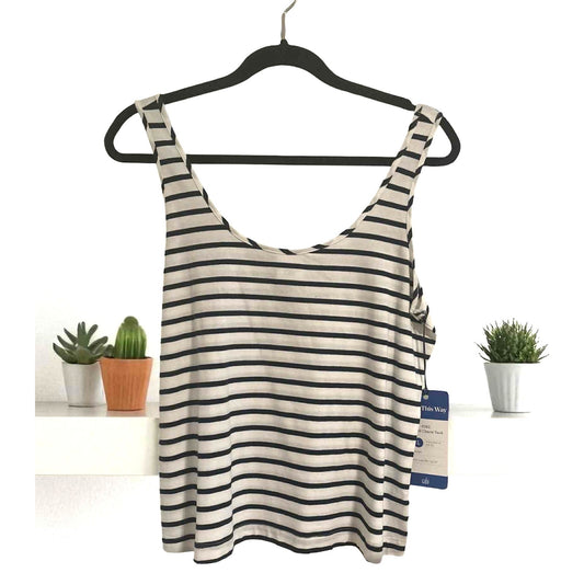 cabi Striped Charm Tank Top | Navy Stripe | Curated Classic