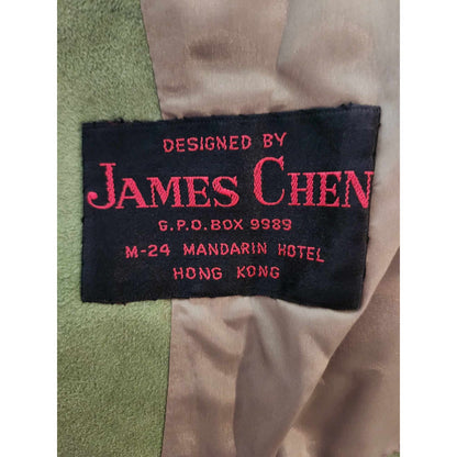ONLY ONE!!! Vintage 1970s Moss Green Brushed Suede James Chen Skirt Suit Set ~ Size Small