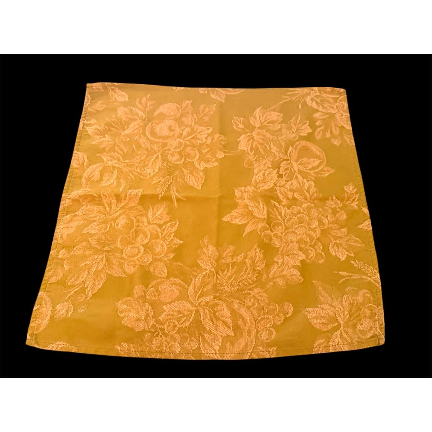 Vintage Ralph Lauren Cloth Napkins Set of 6 Gold Damask Floral Jacquard 17x17