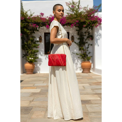 Vintage Carlo Fiori Red Leather Crossbody Clutch | Italy