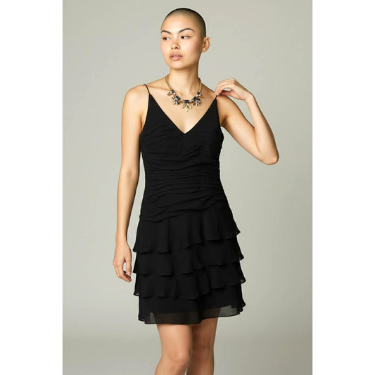 Vintage Kay Unger New York Black Silk Tiered Cocktail Dress – Size 2