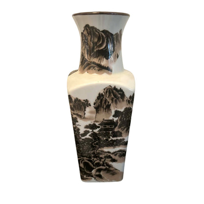 Vintage Japanese Scenic Landscape Ceramic Vase