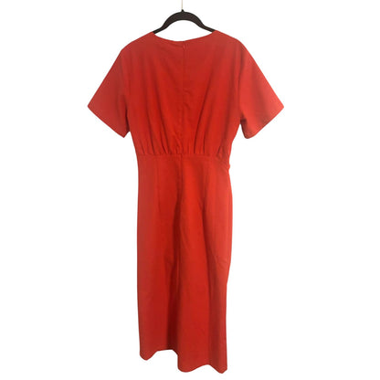 ONLY ONE!!! Böhmé Orange Knot-Front Midi Dress XS – Viscose Linen Blend