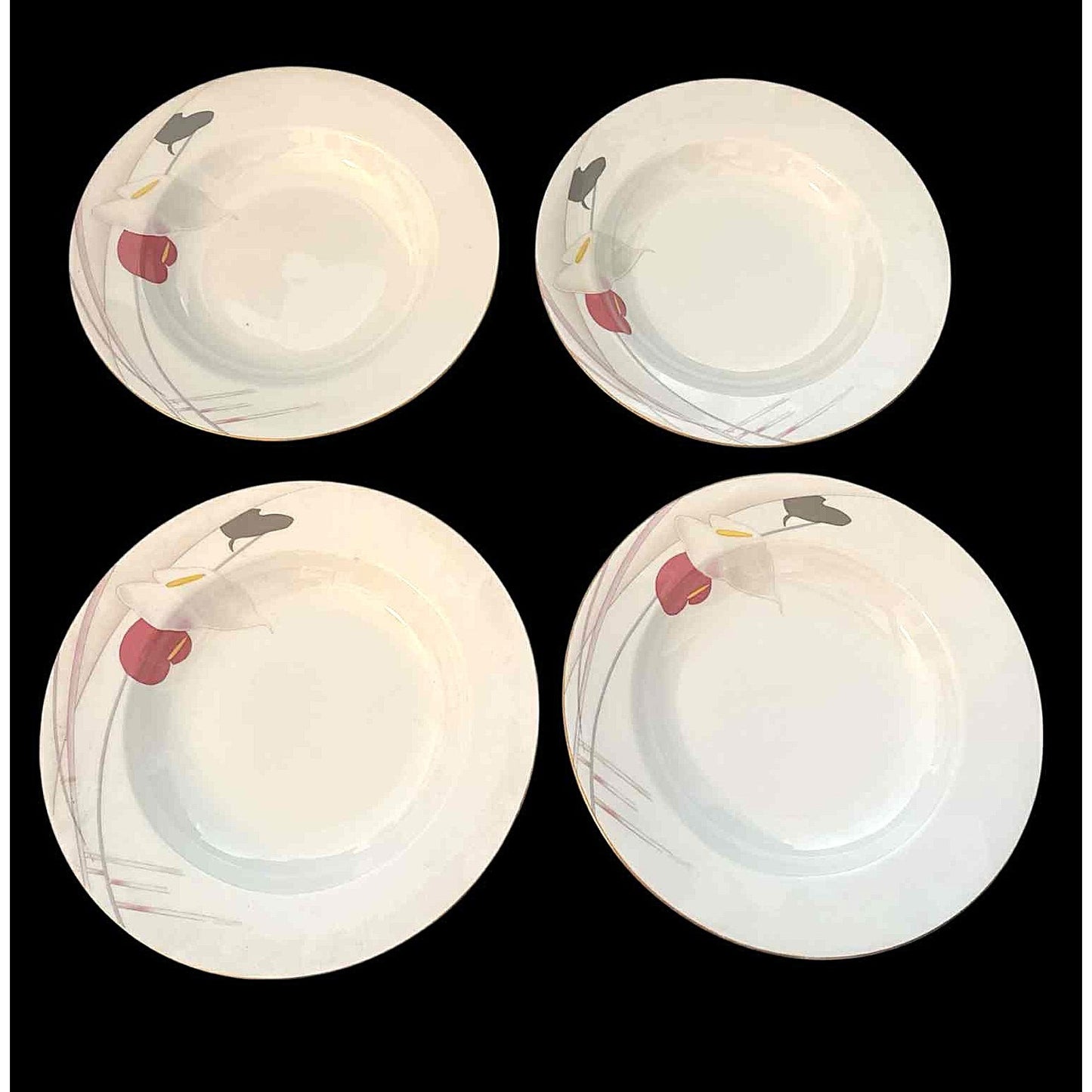 ONLY ONE SET!!! Vintage Mikasa Anthurium Bone China Set 4 Soup Bowls