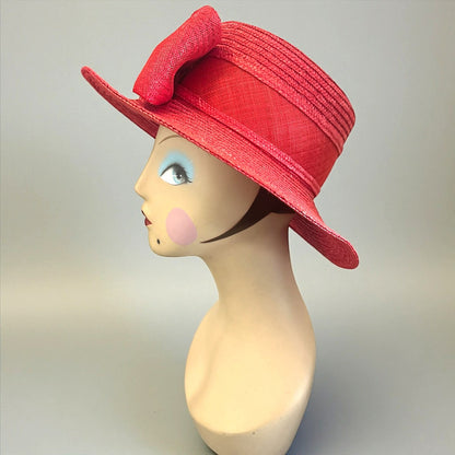 Betmar New York Red Straw Hat with Statement Bow
