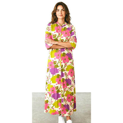 Vintage 1970s Fashions by Marilyn NY Floral Zip Front Robe