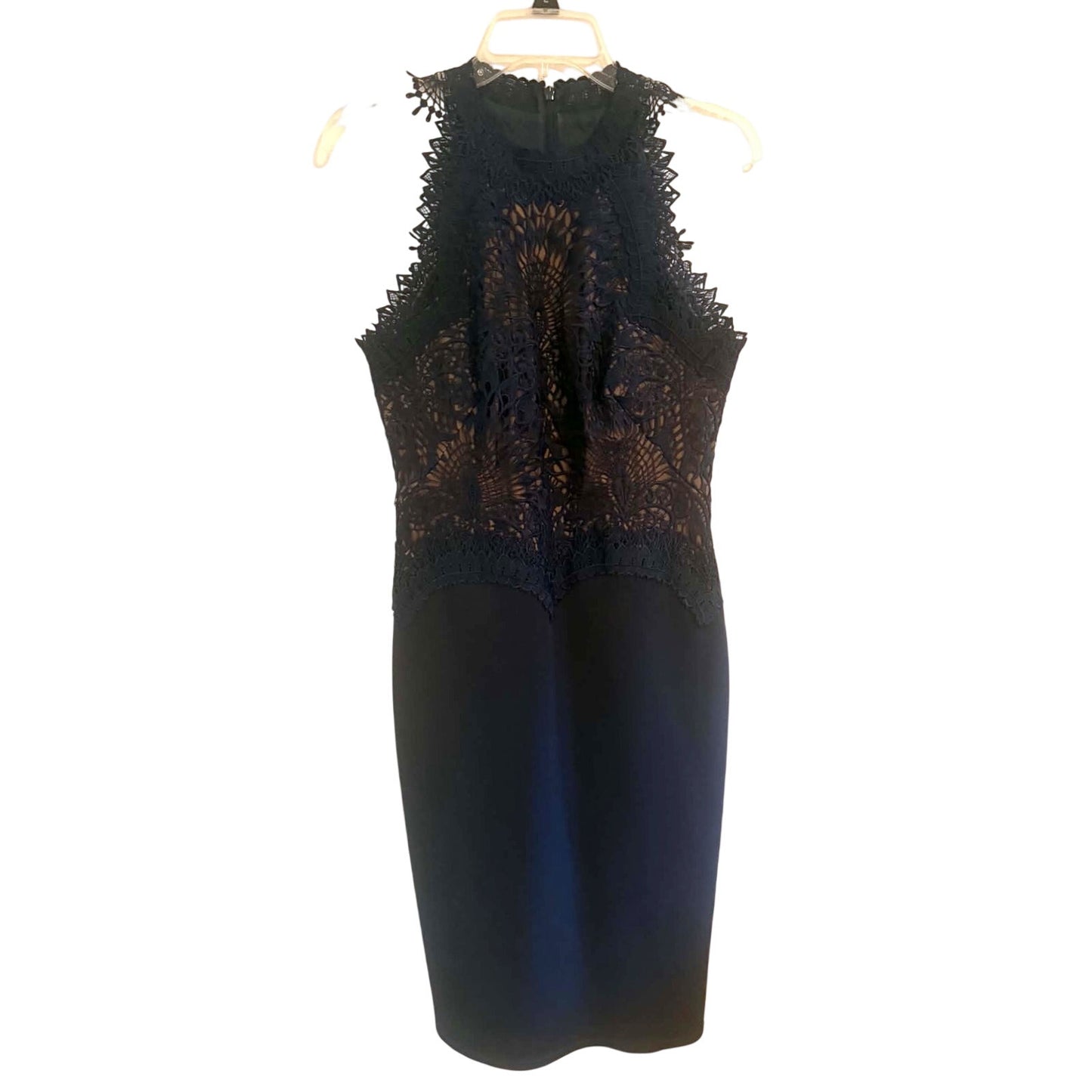 Tadashi Shoji Fornax Lace & Neoprene Cocktail Dress Navy Size 8 Sold Out