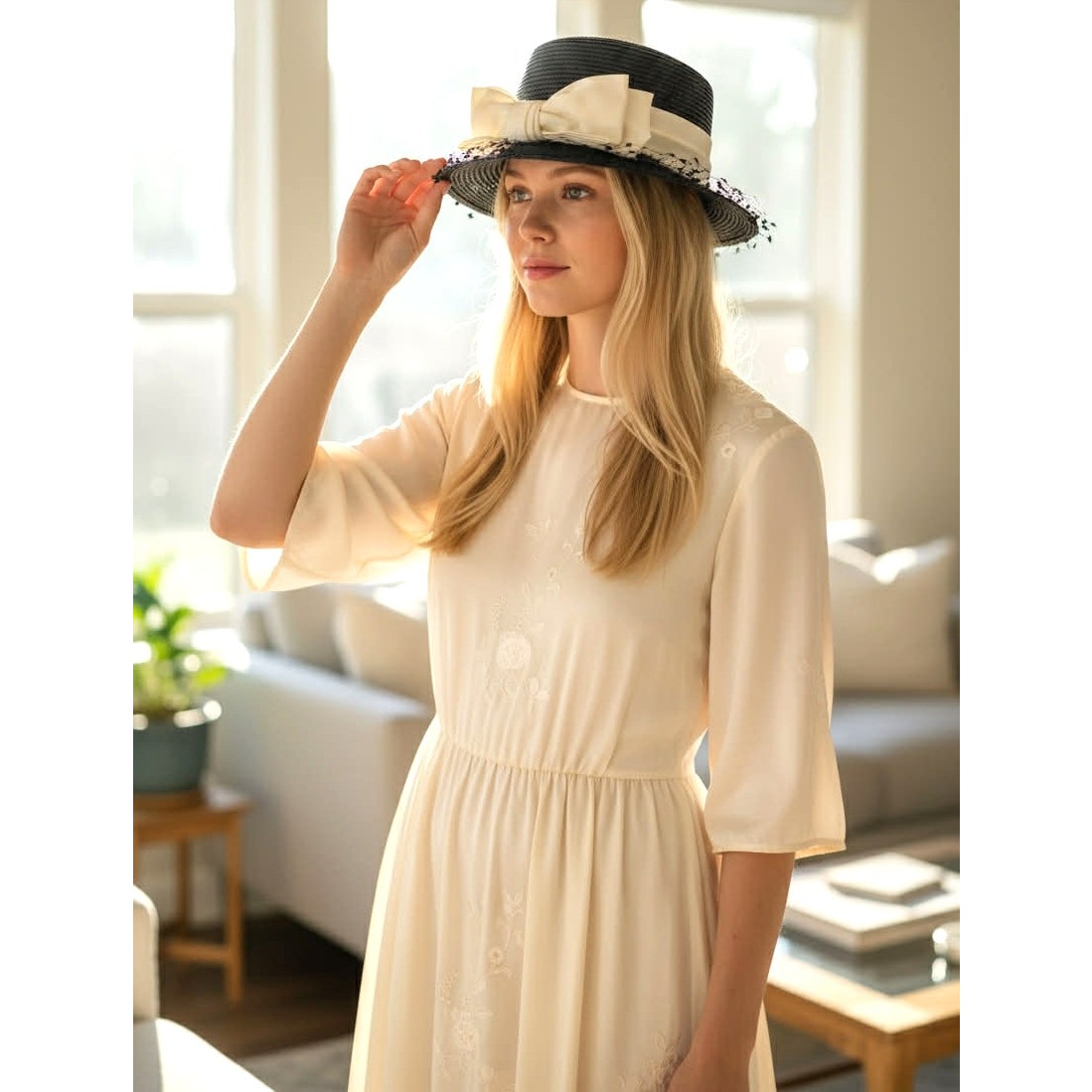 Vintage Cherry & Webb Black Straw Dress Hat | 1960s Elegance