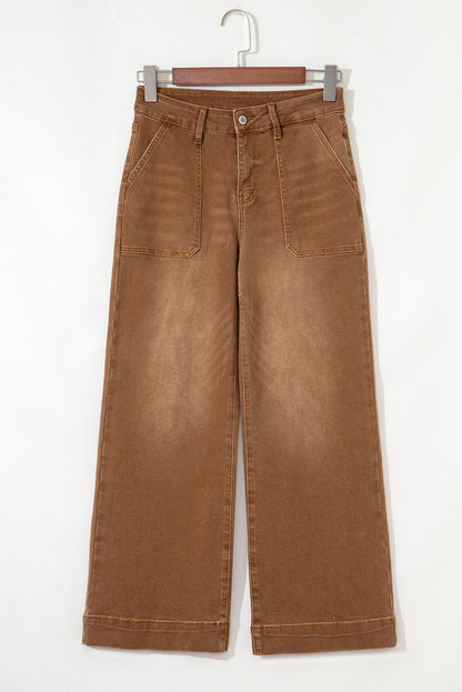 Breen Cropped High-Rise Wide Leg Jeans – Vintage Inspired Stretch Denim