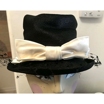 Vintage Cherry & Webb Black Straw Dress Hat | 1960s Elegance