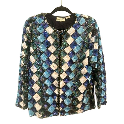 Vintage 1980s Sequin Silk Jacket Temptations ~ Size M