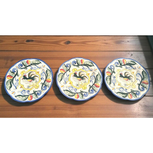 Fitz & Floyd Ricamo Rooster Plates – Set of 3 | Italian Farmhouse Style