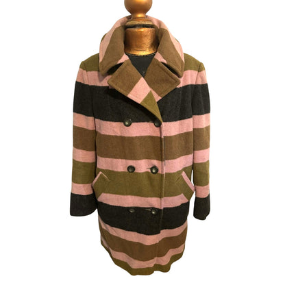 Vintage Betty Rose Striped Wool Coat | Mod 60s–70s Statement