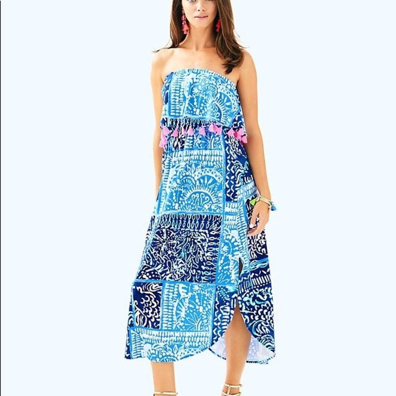 Lilly Pulitzer Meridian Midi Deep Indigo Leied Back Dress ~ Size XS