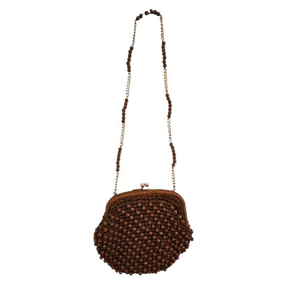 ONLY ONE!!! Vintage 1950s BROADWAY Brown Straw Beaded Handbag Made Japan
