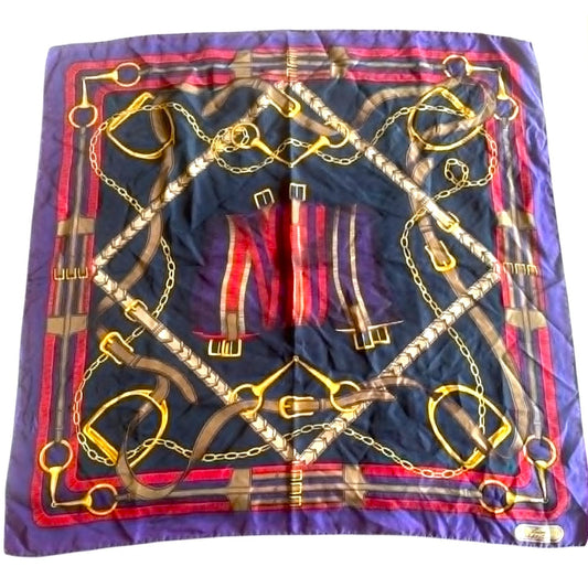 Vintage Ralph Lauren Large Square Colorful Silk Scarf